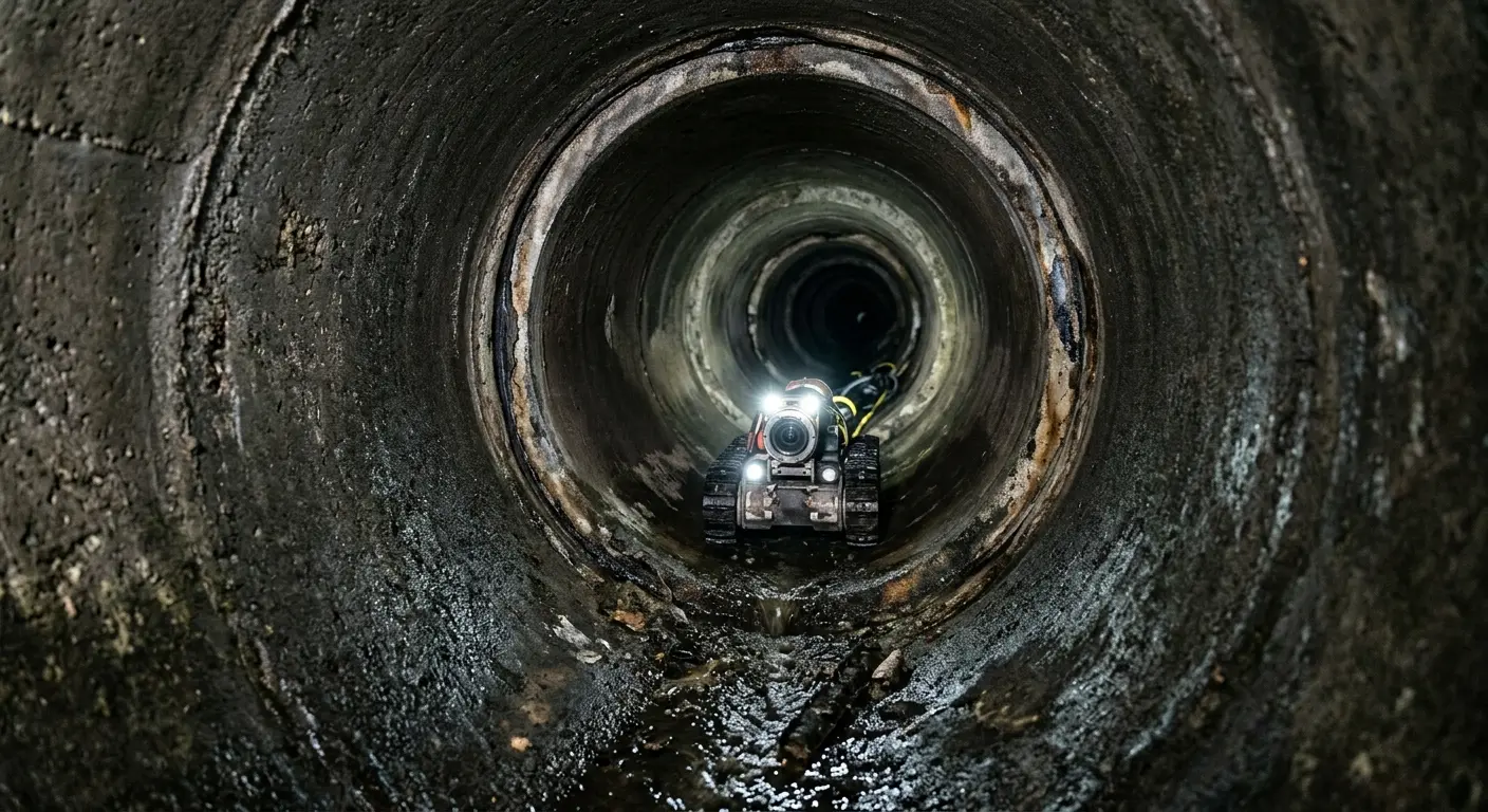 Robotic sewer camera inspecting pipe interior for Sewer Line Repair in Withamsville